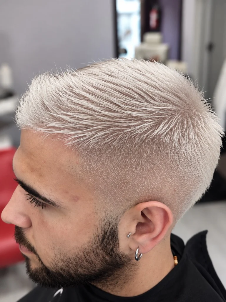 Corte masculino rubio platino