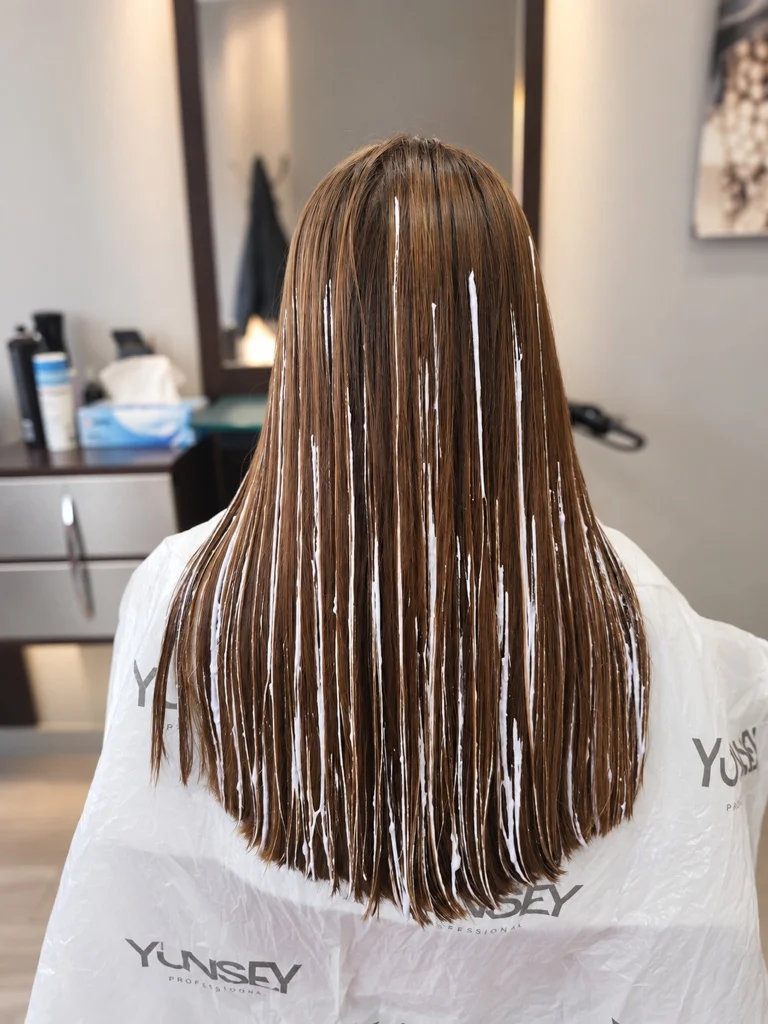 En proceso: aplicación de mechas en el salón