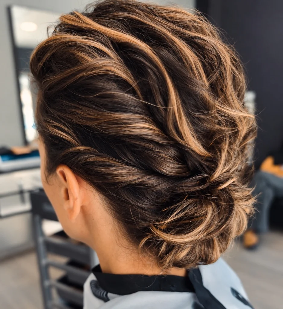 Recogido moderno texturizado con volumen — Peluquería Ana Boiro