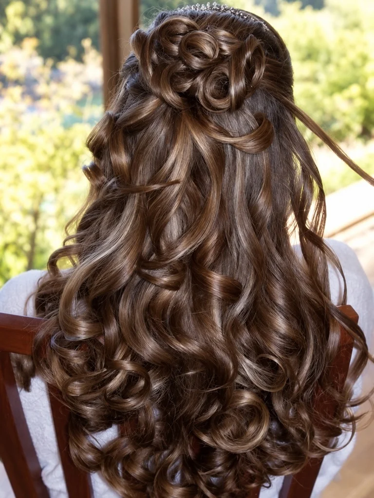 Semirecogido con ondas marcadas en melena larga